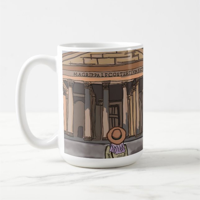 Girl s sitting front of Pantheon in Rome. Coffee Mug (Left)