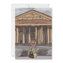 Girl s sitting front of Pantheon in Rome.