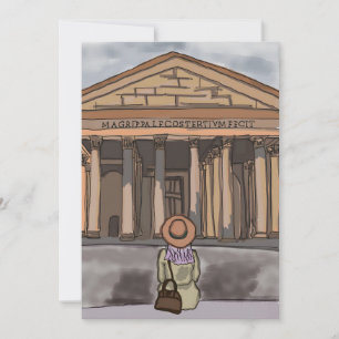 Girl s sitting front of Pantheon in Rome. Invitation