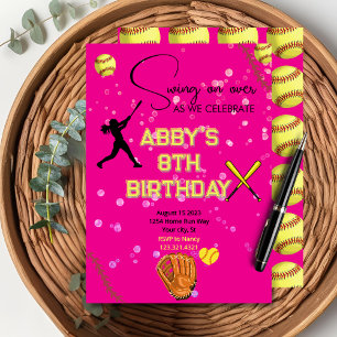 Girl’s Softball Birthday Invitation   Sports Party