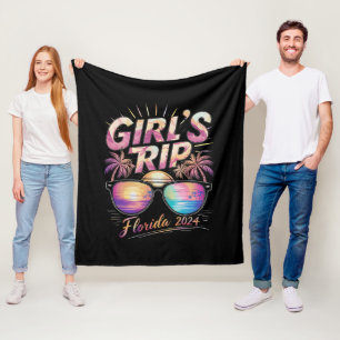 Girl’s Trip Florida 2024 Summer Beach Weekend Fleece Blanket