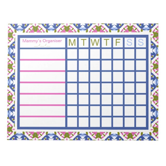 Girl’s Women’s Weekly Christmas Organiser Planner Notepad (Front)