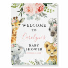 Girl Safari Animal Baby Shower Welcome Sign