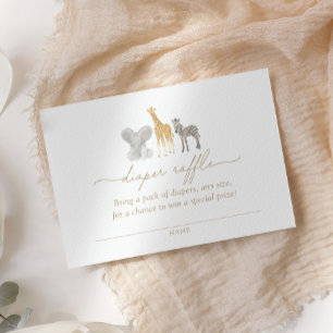 Girl Safari Animals Baby Shower Diaper Raffle Enclosure Card