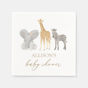 Girl Safari Animals Baby Shower Napkin