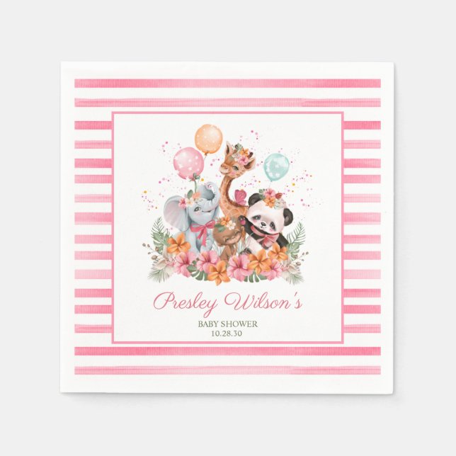 Girl Safari Animals Napkin (Front)