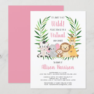 Girl Safari Animals Virtual Baby Shower Invitation