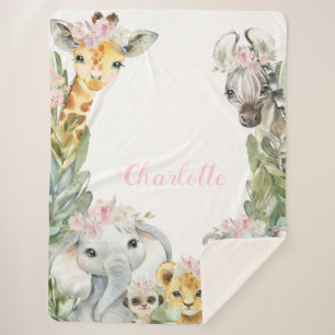 Girl Safari Baby Blanket