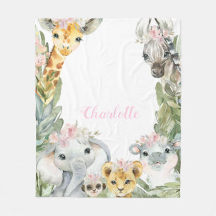 Girl Safari Baby Blanket