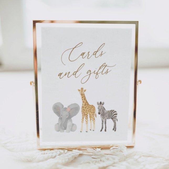 Girl Safari Baby Shower Cards and Gifts Sign (Creator Uploaded)