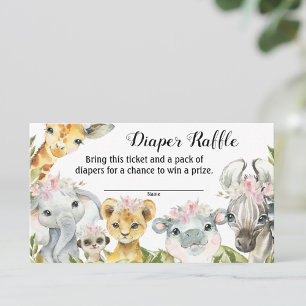 Girl Safari Baby Shower Diaper Raffle Ticket 