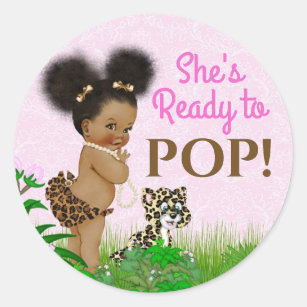 Girl Safari Baby Shower Favour Sticker