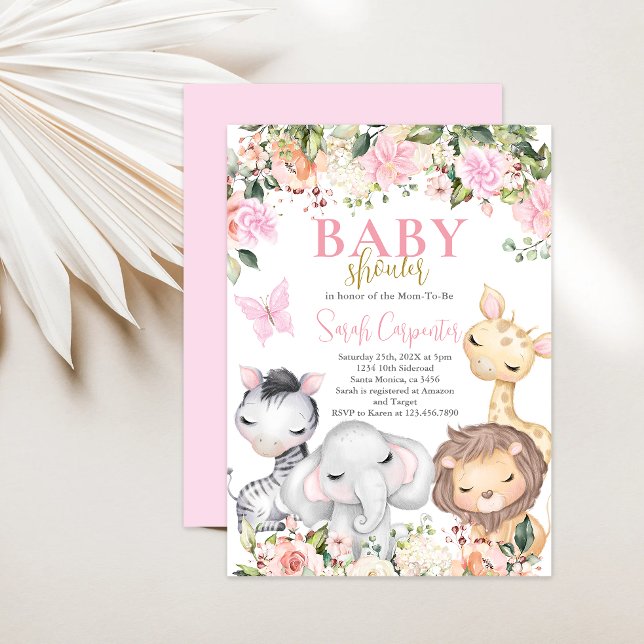 Girl Safari Baby Shower Invitation (Creator Uploaded)