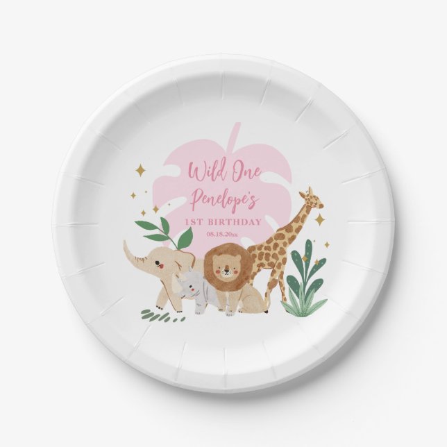 Girl Safari Birthday Party Paper Plates (Front)