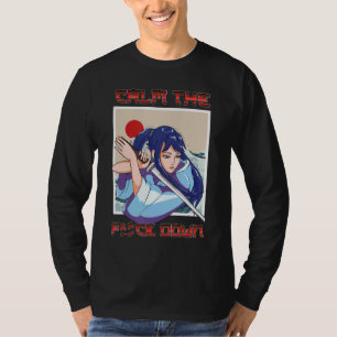 Girl Samurai Katana Warrior Fighter Japanese Flag T-Shirt