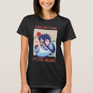 Girl Samurai Katana Warrior Fighter Japanese Flag T-Shirt
