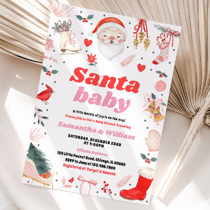 Girl Santa Baby Baby Shower Invitation