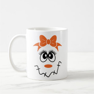 Girl Scarecrow Faces with Bow Coffee Mug