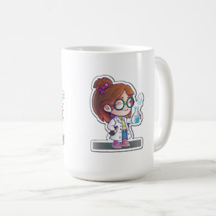 Girl Scientist Sticker Art Classic Mug, 15 oz  Coffee Mug