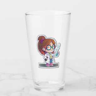 Girl Scientist Sticker Art Glass Tumbler 
