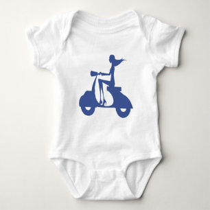 Girl Scooter blue Baby Bodysuit