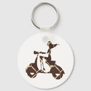 girl scooter dark giraffe key ring