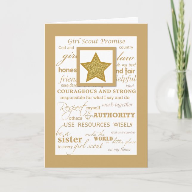 Girl Scout Gold Award Congratulations with Star Card (Front)