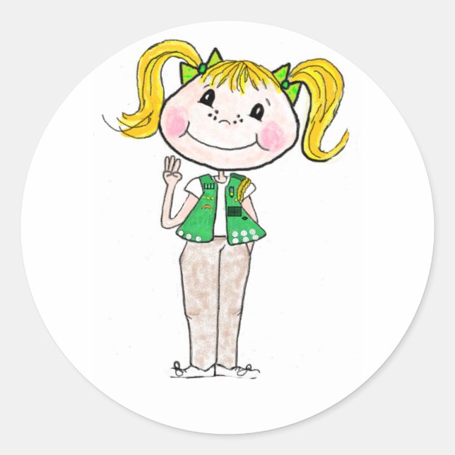 Girl Scout Junior Keeping the Promise Classic Round Sticker (Front)