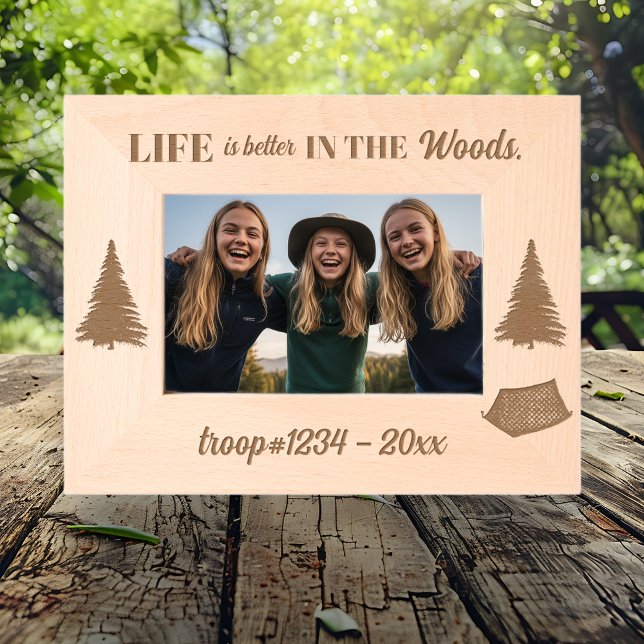 Girl Scout Life Is Better in the Woods Custom Etched Frames (Creator Uploaded)