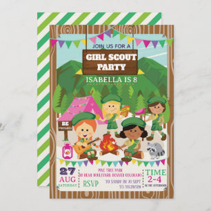 Girl Scouts Camping Birthday Party  Invitation