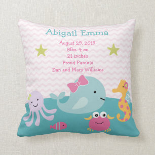 Girl Sea Animals Ocean Life Baby Pillow Keepsake