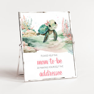 Girl Sea Turtle Baby Shower Envelope Station Poster