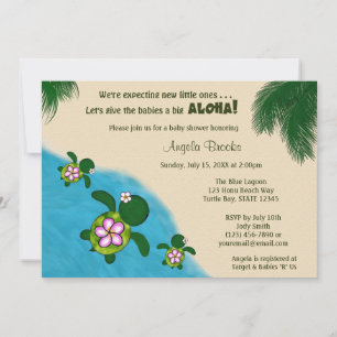 GIRL Sea TURTLE Baby Shower Invite TWIN (Honu) 01C