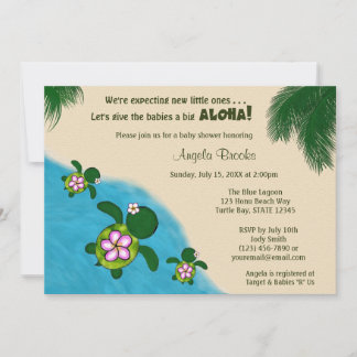 GIRL Sea TURTLE Baby Shower Invite TWIN (Honu) 01C