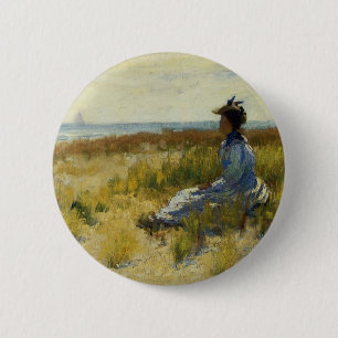 Girl Seated by the Sea 6 Cm Round Badge