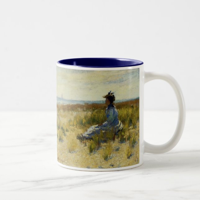 Girl Seated by the Sea Two-Tone Coffee Mug (Right)