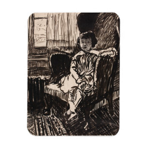 Girl Seated in Chair (ca. 1917-1918) Canvas Print Magnet
