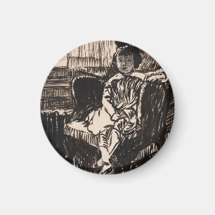 Girl Seated in Chair (ca. 1917-1918)  Canvas Print Magnet