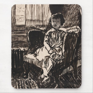 Girl Seated in Chair (ca. 1917-1918)  Canvas Print Mouse Pad