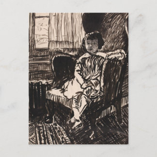 Girl Seated in Chair (ca. 1917-1918) Canvas Print Postcard