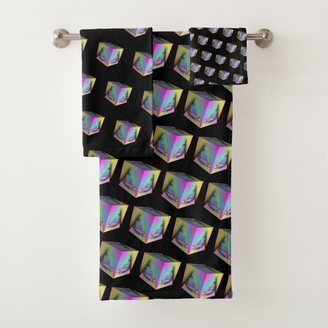 Girl Seated In Pyramid Cube Bath Towel Set (Insitu)
