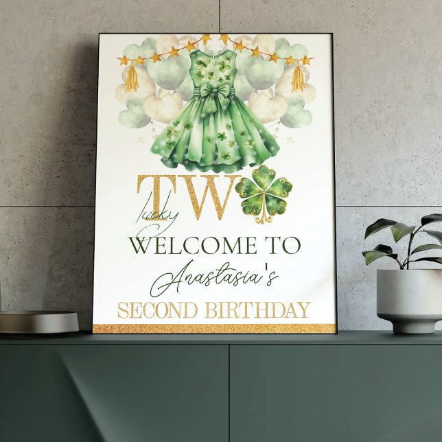 Girl Second Birthday St Patrick's Day Personalised Poster (Creator Uploaded)