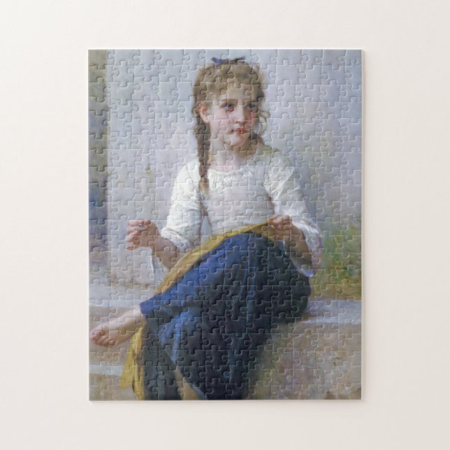 Girl Sewing, Bouguereau Jigsaw Puzzle (Vertical)