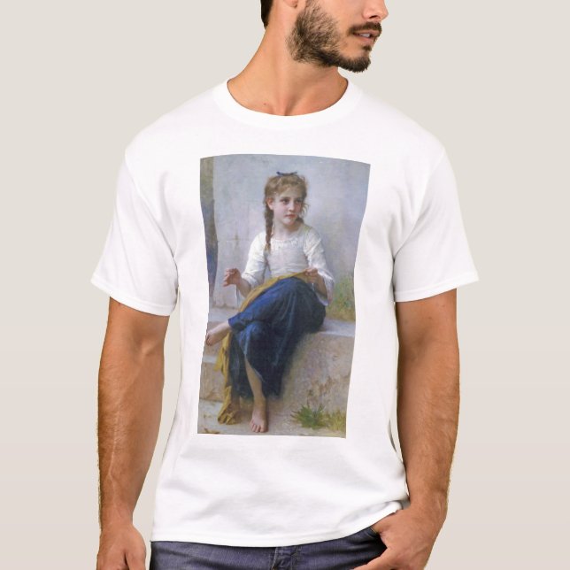 Girl Sewing, Bouguereau T-Shirt (Front)