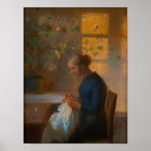 Girl Sewing by Anna Ancher Poster