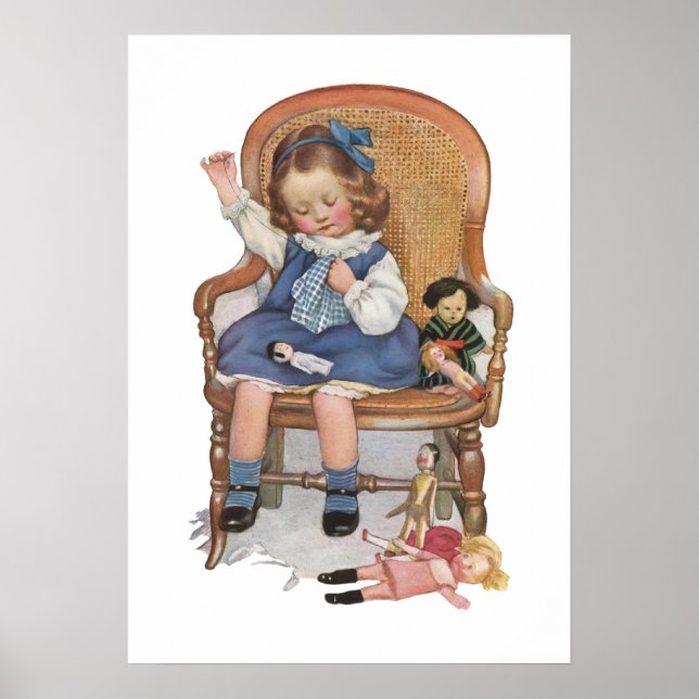 Girl Sewing Dollies Poster (Front)