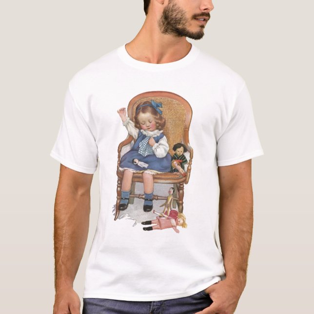 Girl Sewing Dollies T-Shirt (Front)