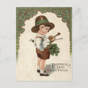 Girl Shamrock Violin Postcard