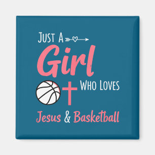 Girl Shirt Christian Loves Jesus Basketball Christ Magnet