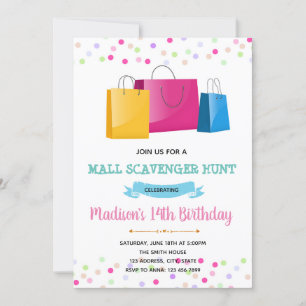 Girl shopping theme invitation